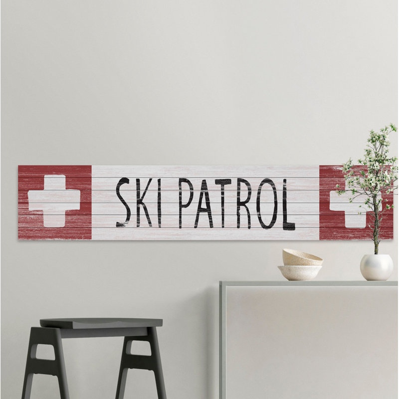 « ski patrol crosss », art textuel sur bois