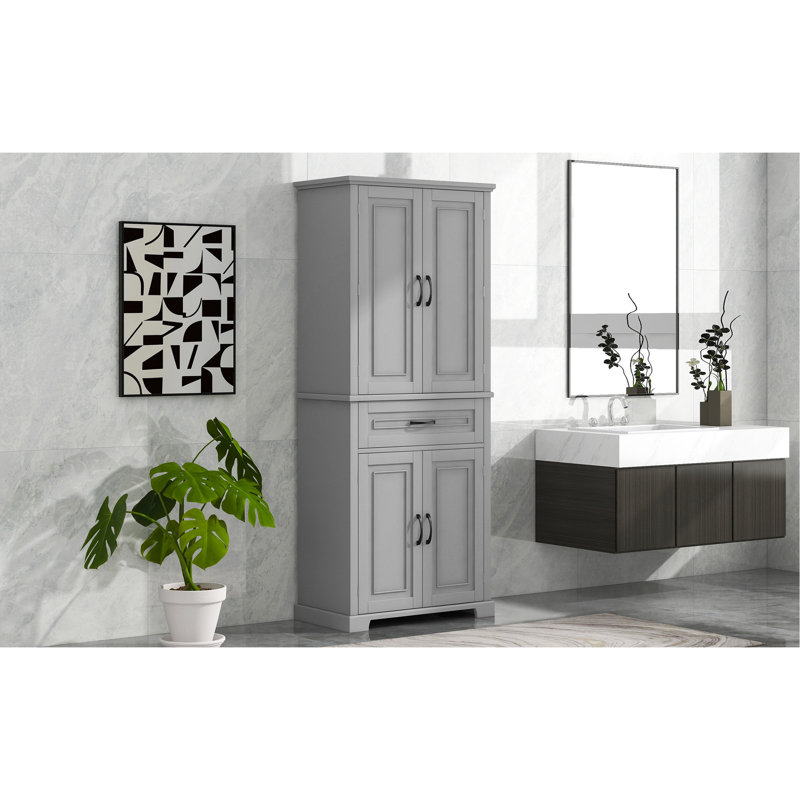 Grey Storage Unit For Bathroom With Efficient Space Utilization Cabinet Three Rack