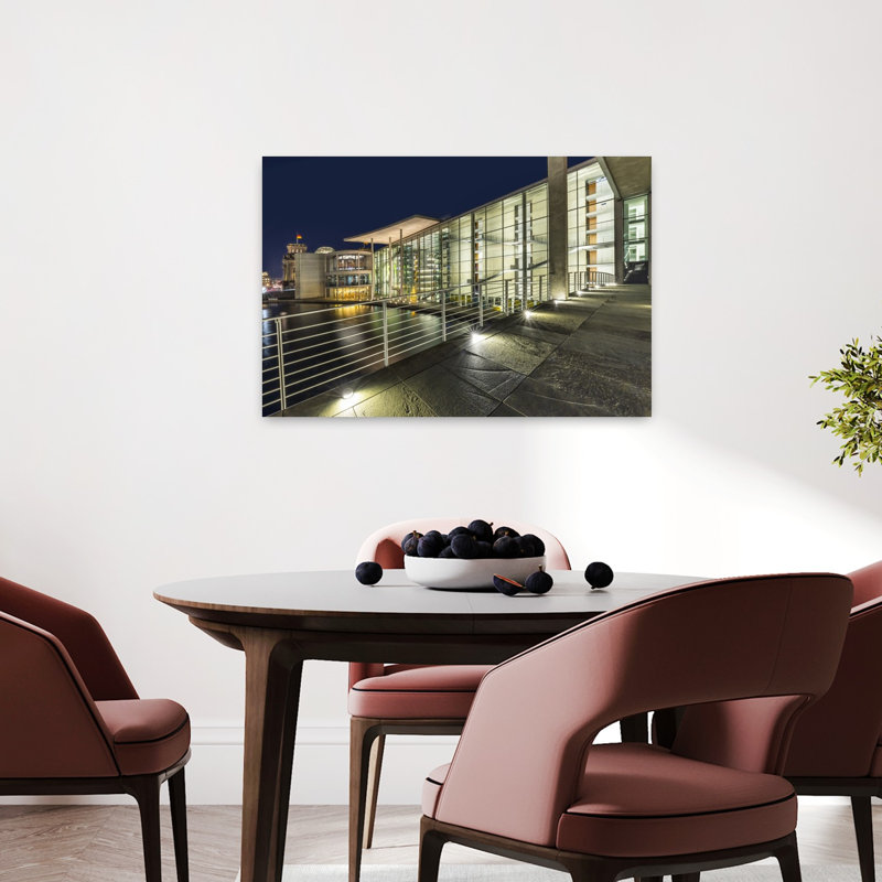 «Illuminated Berlin Architecture Contemporary Modern Abstract Architecture City», reproduction d'art murale