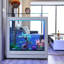 Aquarium 31,5 po au sol en verre transparent minimaliste moderne-596587814