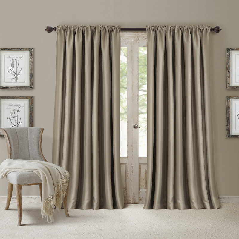 Ardmore Polyester Room Darkening Single Curtain Panel, Taupe, 52" W x 84" L