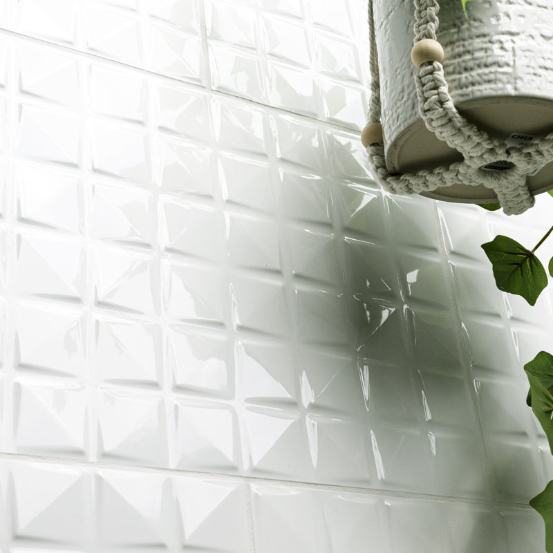 Linea 12 in. x 24 in. Glossy Ceramic Stone Look Wall Tile, Blanca