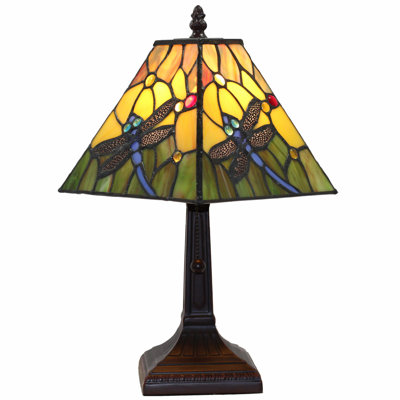 15" Tiffany Style Dragonflies Jeweled Table Lamp