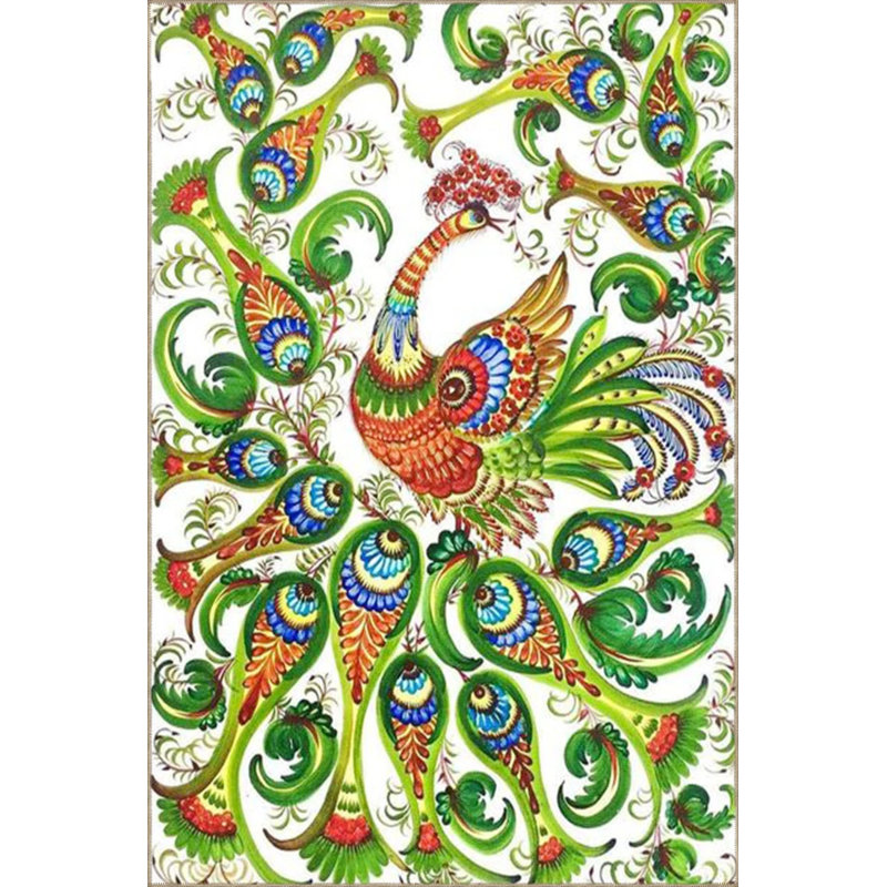 Tapis décoratif coq et vert à motif géométrique moderne, Tapis de couloir 2 pi 6 po x 6 pi 7 po