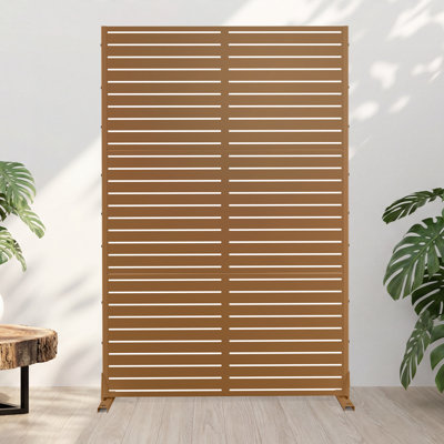 70" H x 45" W Metal Privacy Screen with Stand – Freestanding Outdoor Privacy Panel for Deck, Patio, Balcony by MINGYUEDA