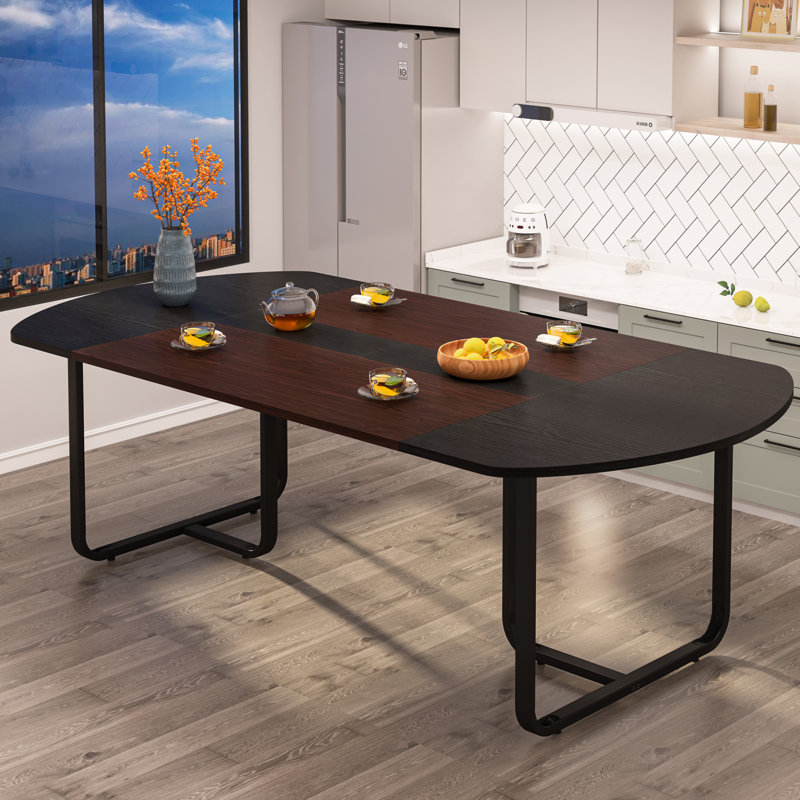 Table de salle à manger 70,86 po, Noir / chêne