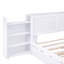 Grand lit plateforme avec rangement et tablettes gigognes TG, blanc