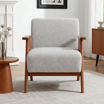 Chaise avec accoudoirs rembourrée l 28 po avec pieds en bois