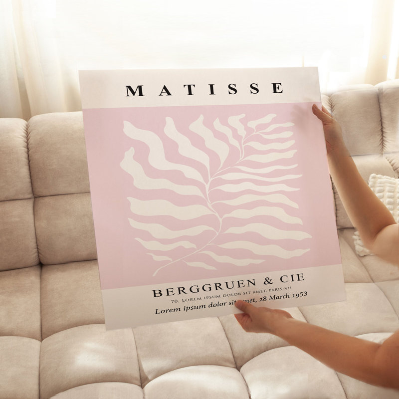 «Botanical Henri Matisse», reproduction d'art moderne rose sans cadre, H 24 po x l 24 po