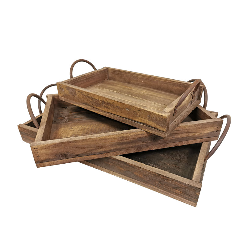 Cular Solid Wood Tray - Set of 3