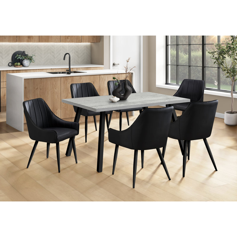 Kaylum Dining Table, 60" Rectangular, Kitchen, Dining Room, Metal, Laminate, Contemporary, Gray