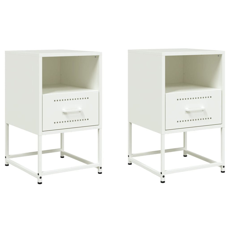 Angeliese 36cm W Steel Bedside Table, White