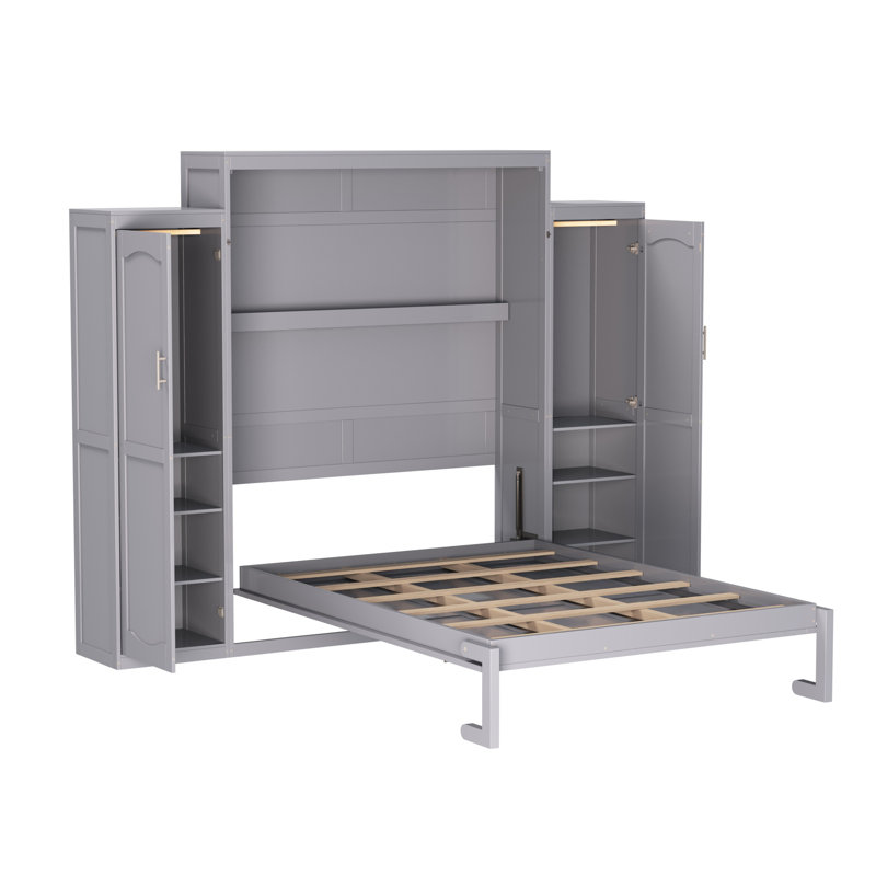 Murphy Bed Cabinet With Armoires, Queen, Gray