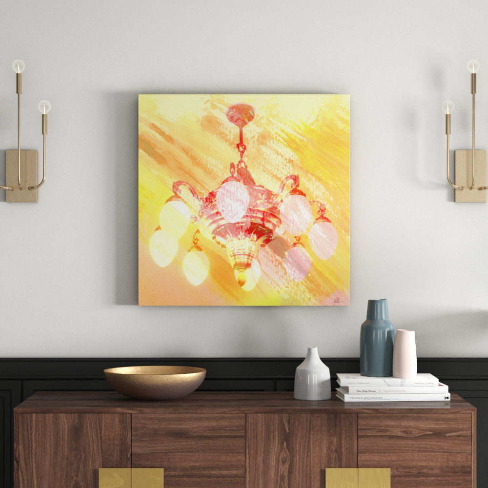 French Chandelier Graphic Art on Canvas