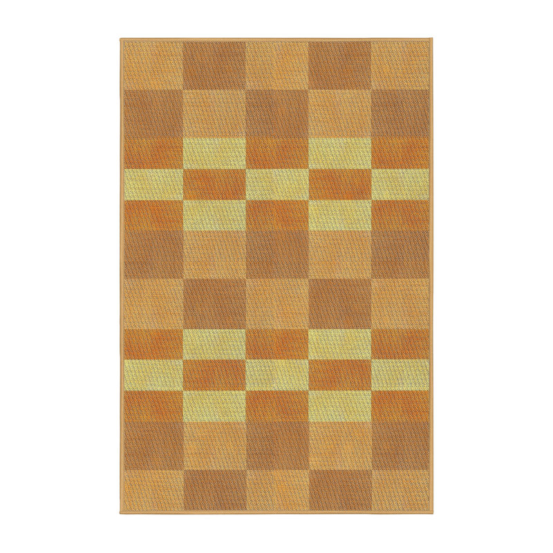 Tapis décoratif brun/jaune à motif abstrait Hanley, Rectangle 7 pi x 9 pi