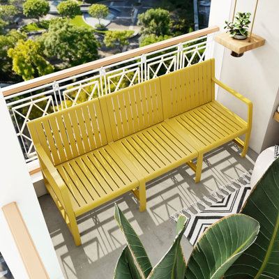 1 pièce 3 places intérieur / extérieur jaune, PP, imperméable et assemblage en 10 minutes avec guidage clair, léger, supporte plus de 260 lb par siège, aucun entretien, idéal pour le salon intérieur, mince