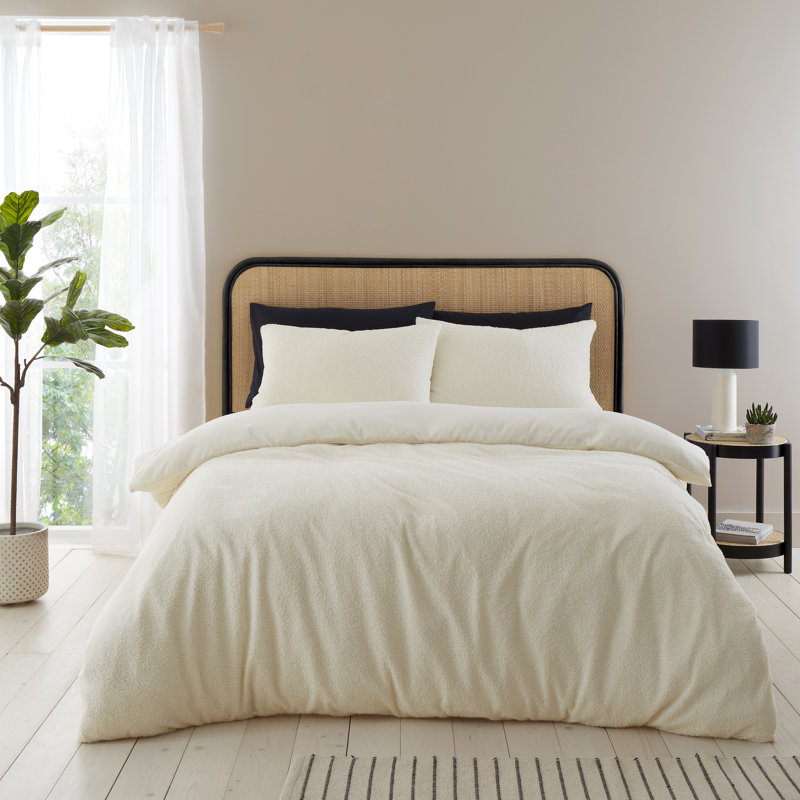 Soft Boucle Duvet Cover Set, Double, Cream