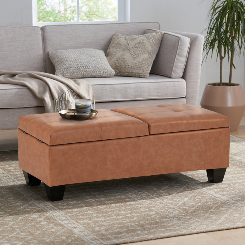 Upholstered Storage Bench, Brown