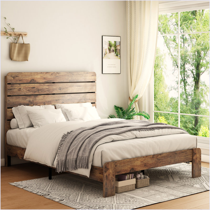 Base de lit plateforme en bois, Grand lit