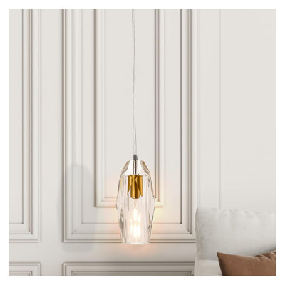Luminaire suspendu moderne en cristal avec cadre en métal, base E26 pour salle à manger, salon et chambre à coucher