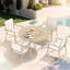 Mobilier de patio 5 pièces, 4 chaises de salle à manger empilables et une table ronde d'extérieur en métal de 40,6 po, 4 places assises, parfaites pour recevoir, avec trou de parasol de 1,57 po à 1,9 po, conception ergonomique, couleurs polies à la main