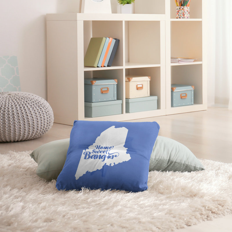 Reversible Throw Pillow, 26" H x 26" W, Blue, Bangor/Maine