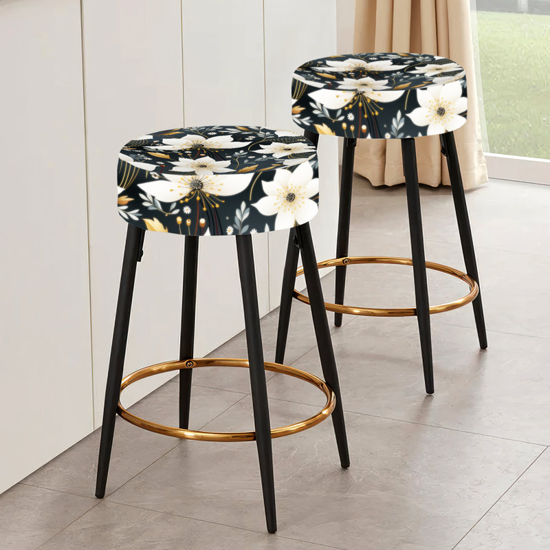 Vail - Ensemble de 2 tabourets floraux