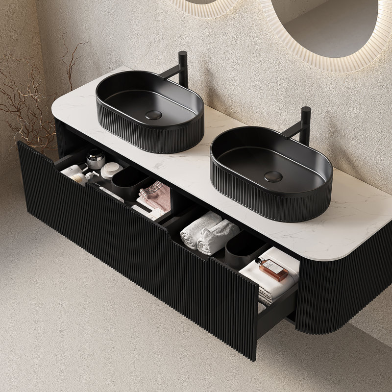 Meuble-lavabo mural avec 2 tiroirs