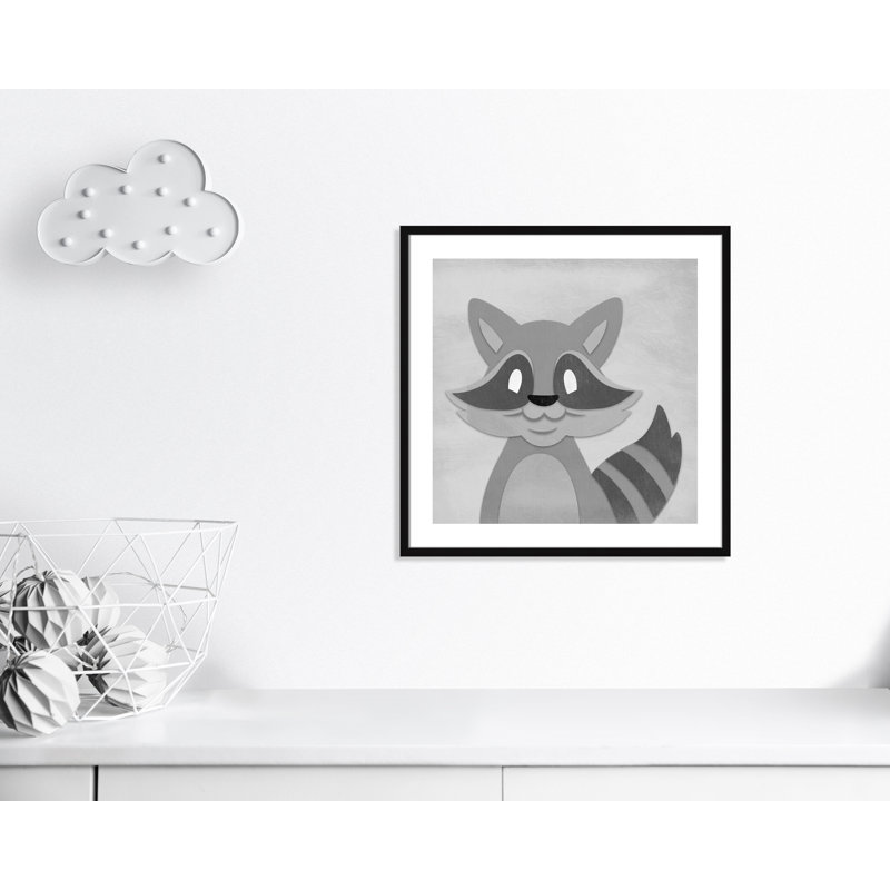 Impression sur papier Cheery Racoon, H 26,5 po x l 26,5 po x P 1,18 po, Encadré de boîte noir
