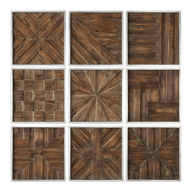 Ashling Rustic Abstract Wall Decor on Solid Wood
