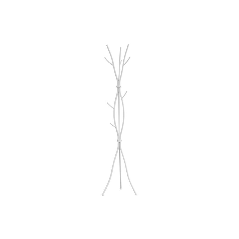 Coat Rack, Hall Tree, Free Standing, 11 Hooks, Entryway, 74"H, Bedroom, Contemporary, Modern, White