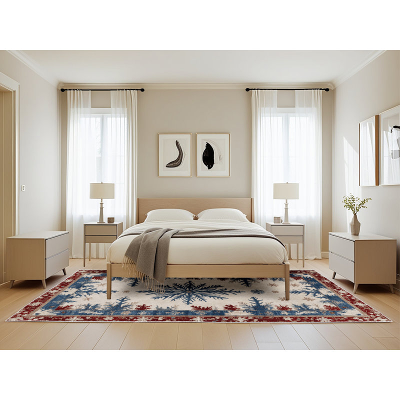 Tapis beige français lavable à la machine, Rectangle de 5 pi x 8 pi
