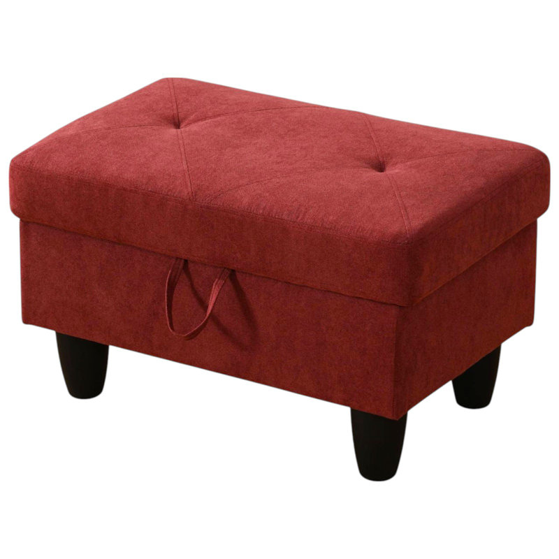 Orella Marlinda 28.5" Wide Upholstered Rectangle Tufted Flip Top Storage Ottoman, Diamond Red Flannel