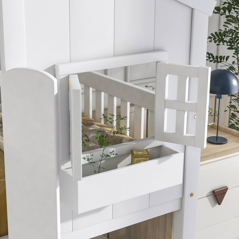 Netawaka Kids Twin Bunk Bed, White