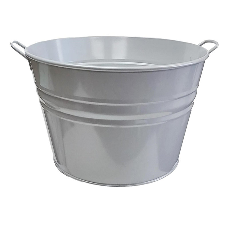 Enameled Galvanized Steel Planter / Beverage Tub., Gray