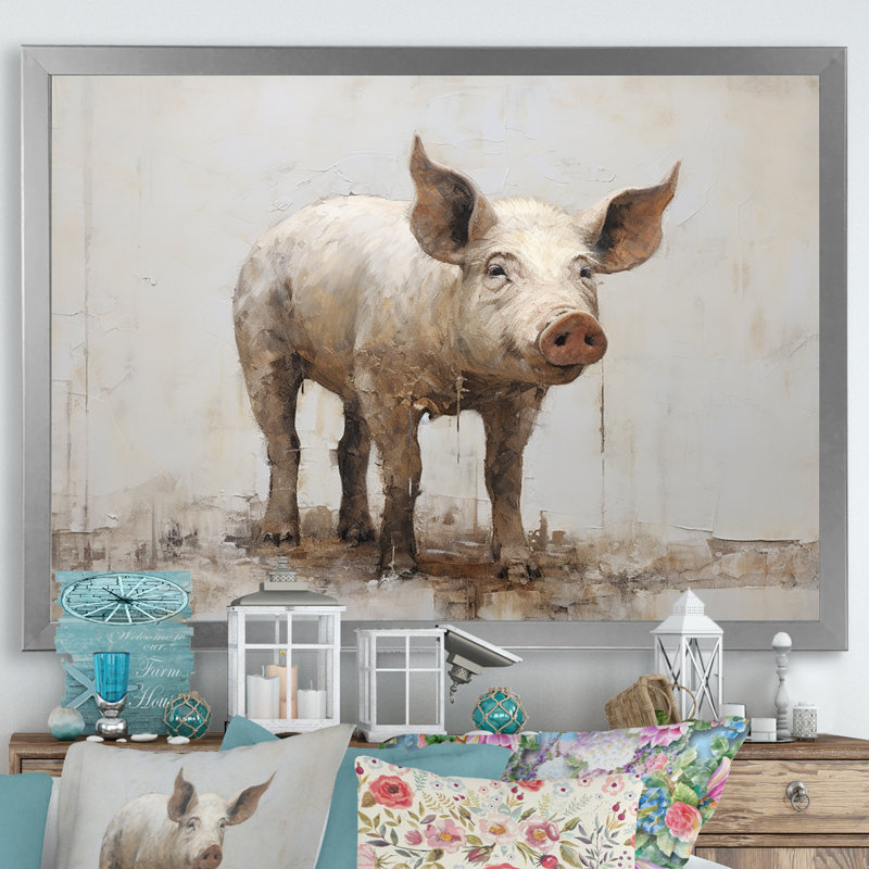 L'art des cochons II sur toile, Cadre photo argenté, H 12 po x l 20 po x P 1 po