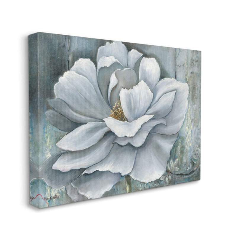 «Blue Flower Bloom» par Heinz Schollehammer, reproduction d'art, H 30 po x l 40 po x P 1,5 po, Toile tendue