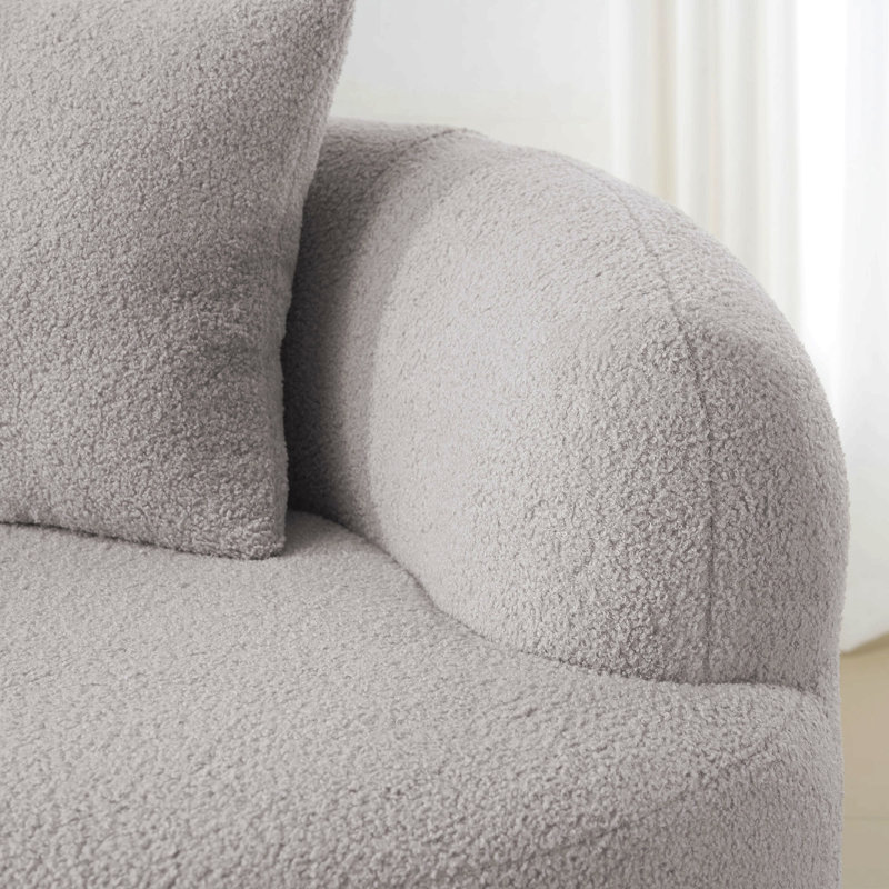 Causeuse incurvée Teddy, Gris, H 27,6 po x l 66,93 po x P 35 po