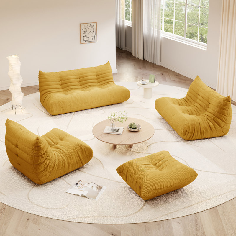 Fauteuil à billes en velours côtelé Abbie