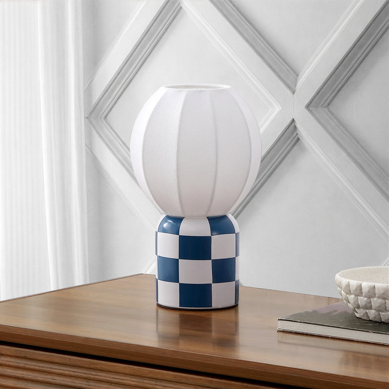Mini lampe de table DEL Valarie, Bleu marine/blanc