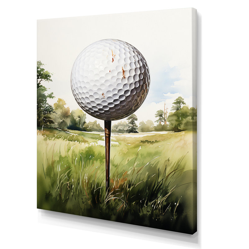 Minimalisme, balle de golf I - art mural de golf pour le salon, H 44 po x l 34 po x P 1,5 po, Toile tendue