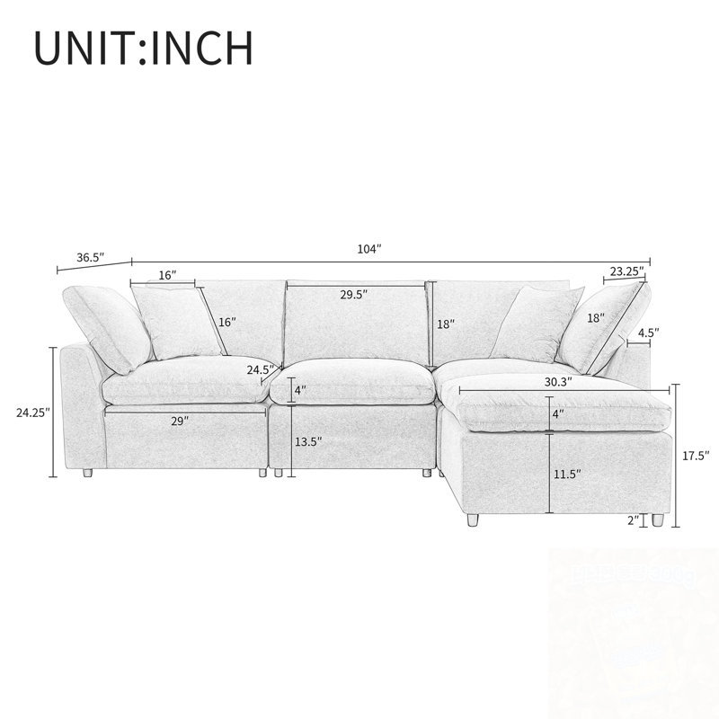 L-Shaped Modular Sofa With Reversible Chaise