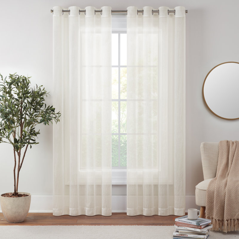 Emina Grommet Sheer Curtain Single Panel, 50" W x 84" L, Blush