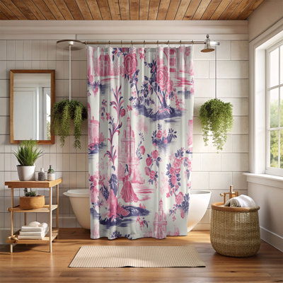 Multicoloured Toile - 1 Piece Standard Shower Curtain