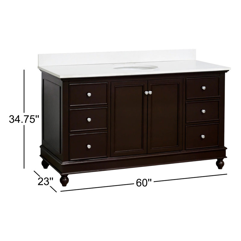 Ensemble de meuble-lavabo simple 60 po Ferdinand, Blanc, Granite noir