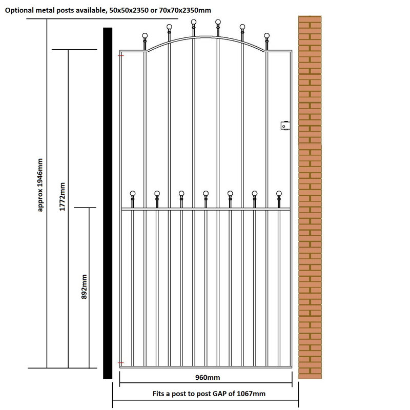 Begonia Black Metal Gate, 107cm W X 194cm H