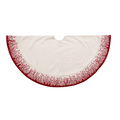 Flora Christmas Tree Skirt in Red