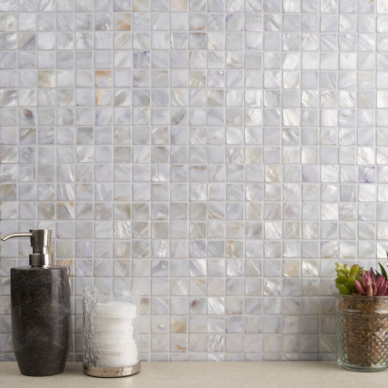 Noburu 1" x 1" Seashell Grid Mosaic Wall Tile