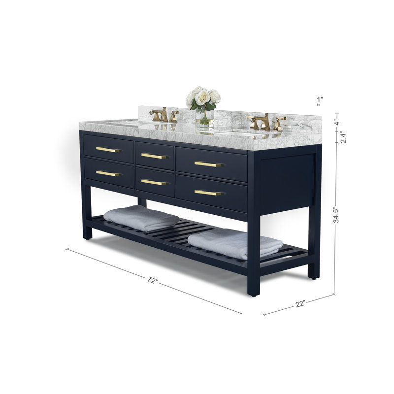 Elizabeth 72'' W Double Vanity, Heritage Blue | Brushed Gold
