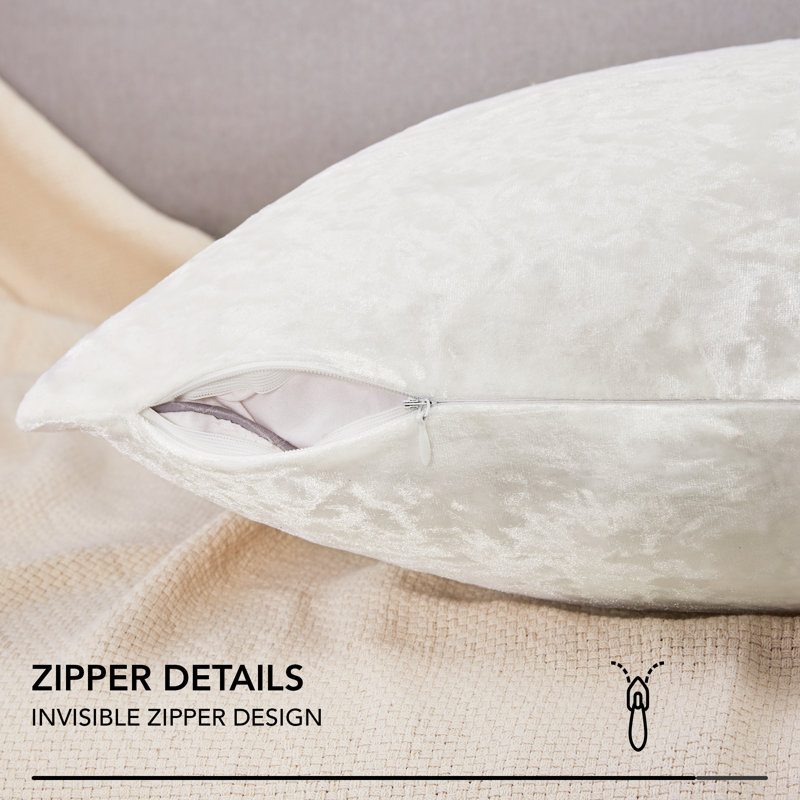 White Velvet 16" x 16" Reversible Euro Pillow Covers